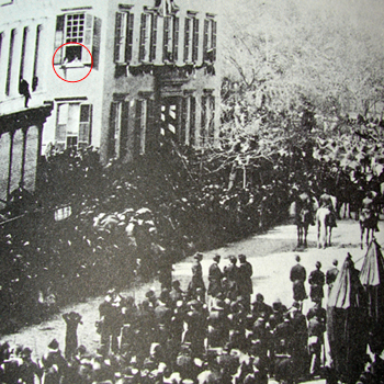 Lincoln's funeral going past Roosevelt in house wi - Lincoln's funeral going past Roosevelt in house window