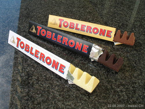 chocolate - Below are the basic three flavors of the toblerone chocolate bar.
White chocolate
Dark chocolate
Normal chocolate.