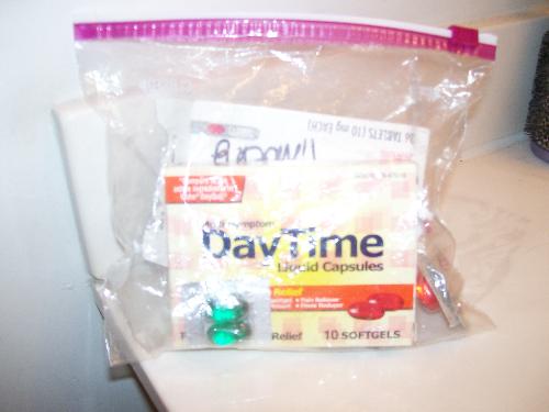 Medicine Bag - The contents of my cough medicine/sore throat baggie.