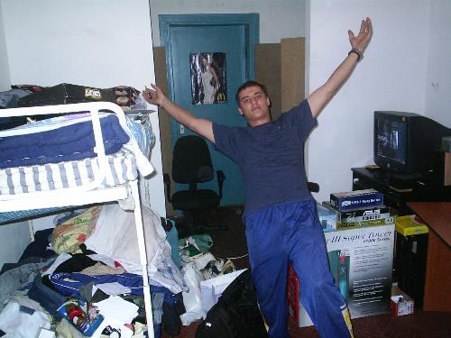 Porky a friend of mine - At the time we were moving in and we decided to take a picture of the mess.