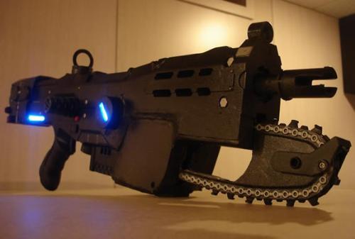 a special custom made Lancer rifle - a lancer rifle made out of a NERF gun