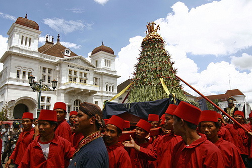 Sekaten Cultural Ceremony - One of Yogyakarta Cultural Ceremony with Bank of Indonesia building as background.