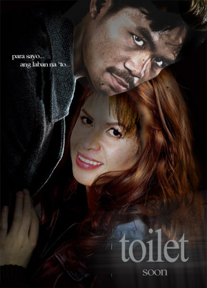 toilet man - The picture depicts a photoshop edition of Twilight. The Filipino version of Twilight which is Toilet is starred by Manny and his wife Jinky. I just found this photo online.