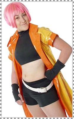 A Kingdom Hearts cosplayer - a fan all dressed up as Dark Sora
