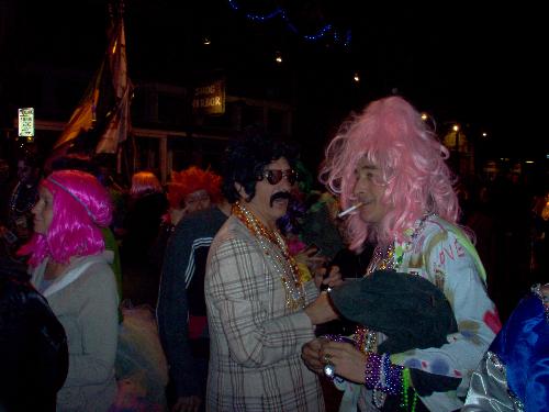 Mardi Gras crowd 2009 - Photo of mardi gras revelers on Frenchman Street in New Orleans.