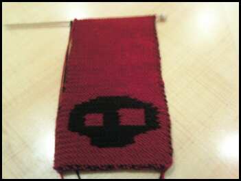 Red side Skull scarf - here is the other side of the skull scarf im working on for my boyfriend.