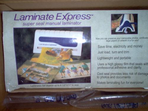 Amazon.com purchases - This is my most recent purchase from Amazon.com. It's a laminator that requires no heat so it's handy if it works out well.