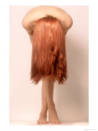 Long Red Hair - Nude Woman with Long Red Hair