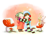 warm - The little boy and girl,they warm each other.