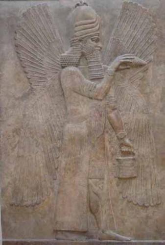 Winged God or "genie" from Mesopotamia around 800  - Winged God or "genie" from Mesopotamia around 800 BCE