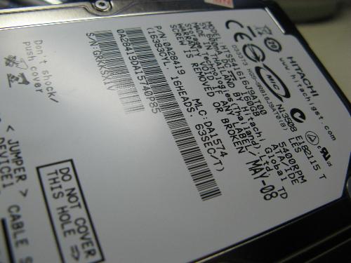Hard Disk - I bought a new HITACHI hard disk to replace the old one.