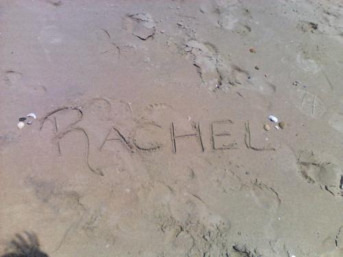 rachel - rachel written on the beach