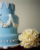 Cake and Flowers - Picture of wedding cake and flowers