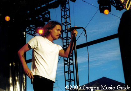 Brandon Boyd with a stache haha  - BB during an Incubus performance