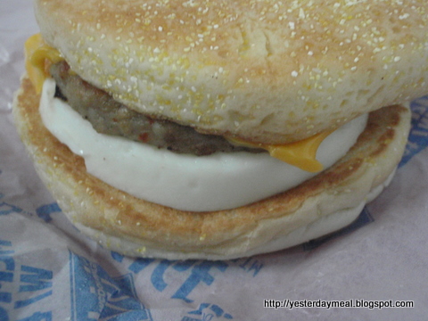 philippines sausage mcmuffin with egg - our burgers here in the Philippines don't look like the burgers in the advertised pictures