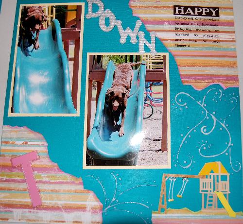 tinker at the playground - my dog loved goin on the slide at the playground