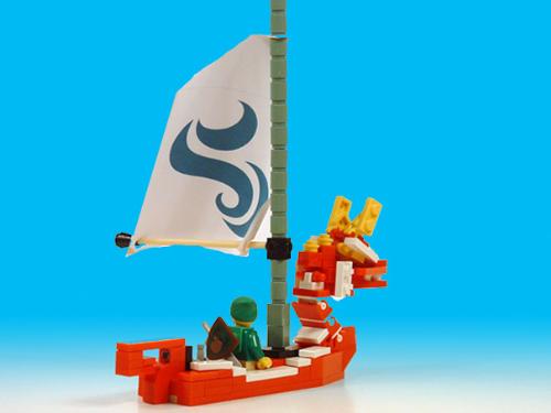 Zelda - Link and boat lego - a lego set featuring Link from TLoZ: Windwaker