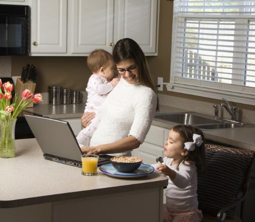 work at home mom - mom working at home with her kids