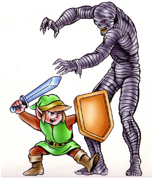 Link - Mighty and Brave - Link fights off a nasty dastardly mummy