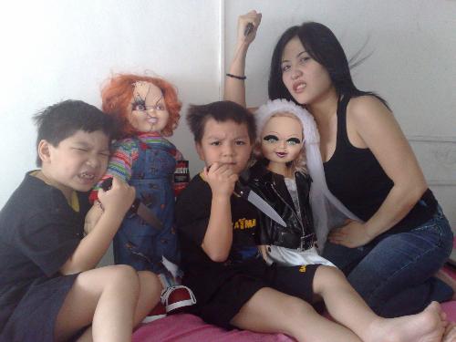 my kids and me with chucky and tiffany - kids,me,chucky,tiffany