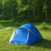 Blue tent  - now that is camping.