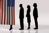 voting - Silhouettes of people in line to vote