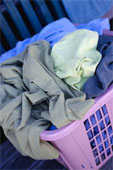 laundry - Laundry in plastic basket, (Close-up)
