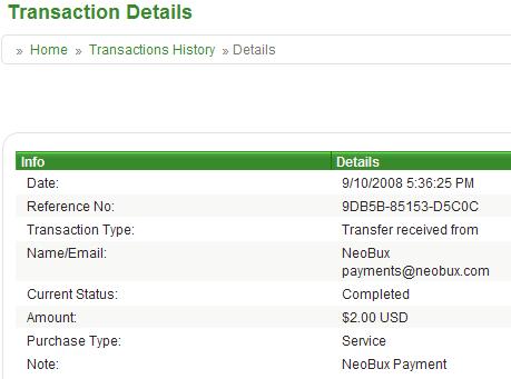 Neobux Payment Proof-1 - This is the 1st time I get paid from neobux.