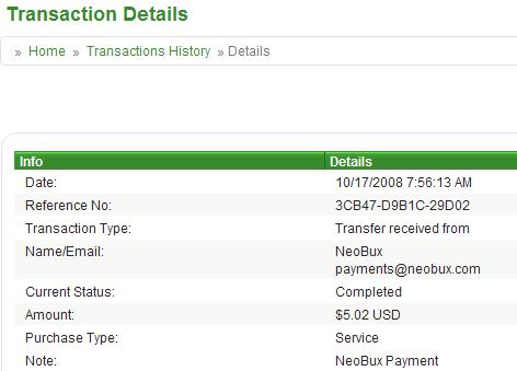 Neobux Payment Proof-2 - This is the 2nd time I get paid from neobux