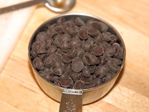 chocolate chips - making chocolate chip cupcakes with my daughter.