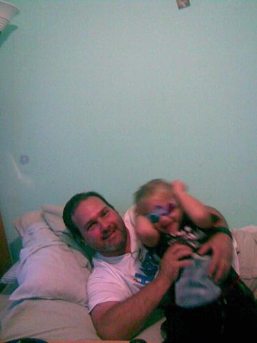 me and my son - wresling on the bed
