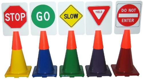 Various traffic cones etc - some traffic cones and street signs that you'd be familiar with