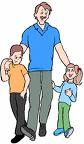 man with kids - clip art