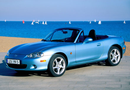 A Beautiful Mazda MX5 - A plae blue Mazda MX-5