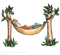 Relaxing - Man relaxing in a natural setting on a hammock