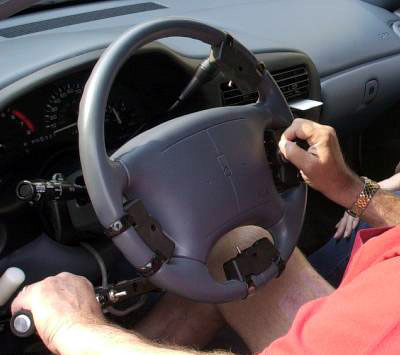 a steering wheel in a car - this is what you use to steer. Why am I explaining this? lol