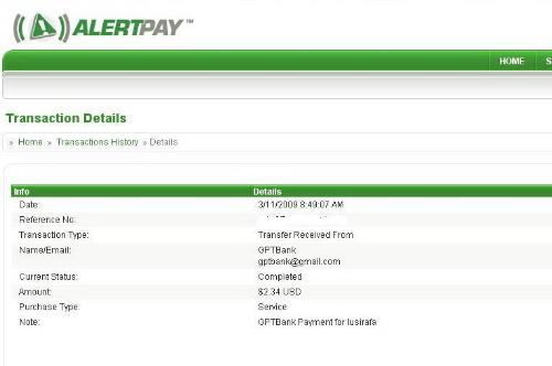 Gptbank payment - First payment from gptbank 