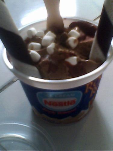 ice cream with wafer stick - its a nestlea rockyroad with wafer stick that my bf brought for me the last time i had fever.. yum yum!!