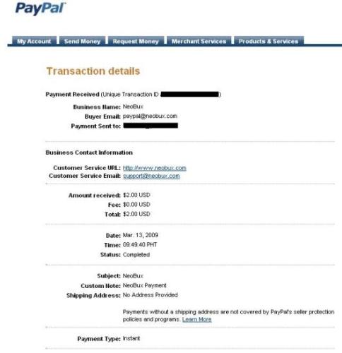 Neobux payment proof - First time I received my neobux payment.