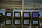 tv - View of television sets placed together.