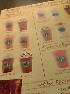 starbucks frappuchino - the choices of starbucks frappe.. pick your choice, its my treat!! hehe LOL