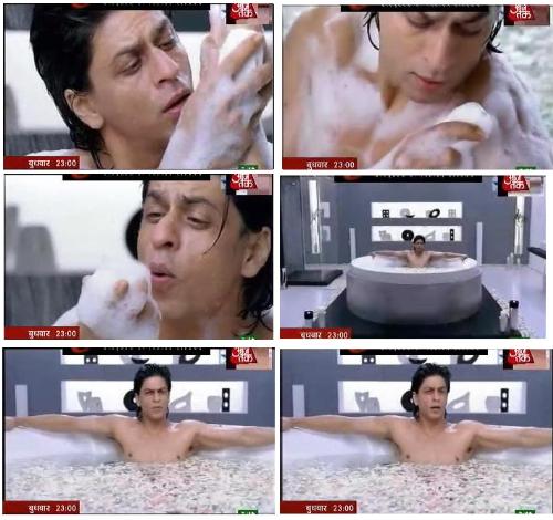 shahrukh khan bathing - this is a advertisement of a soap....
