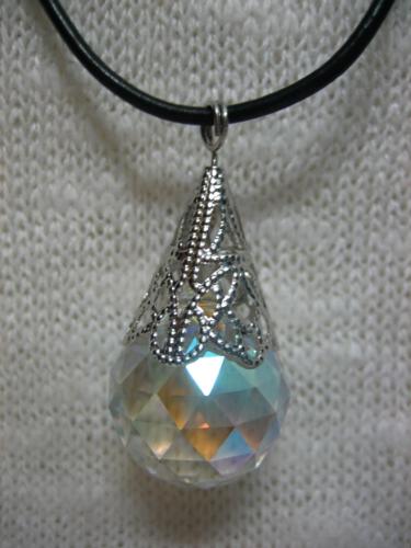 Glittery Swarovski Necklace  - I made this necklace with a Swarovski multi faceted clear crystal.