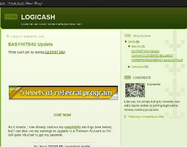 blog - In this particular picture is a blog. This blog is called logicash. Its a blog primarily about legit online earning programs.