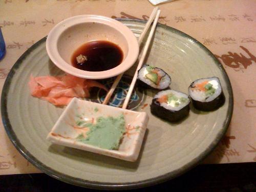 Picture of plate of sushi - This is a picture of sushi - actually my favorite flavor - the J.B. Roll!