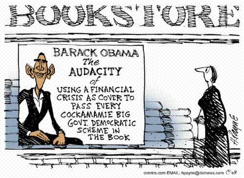 Obama's New Book - The title of new book basically says it all. He is using a economic crisis to push throw his agenda that will do nothing to stop the crisis. But somehow the american people are falling for it.