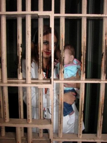 Jail Birds - My daughter and grand daughter in a cell at Alcatraz.