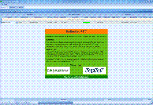Online Money Database Screenshot - Online Money Database Screenshot Only available at unlimitedptc.com