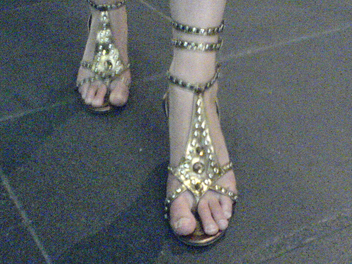 gold shoes - gold sandals