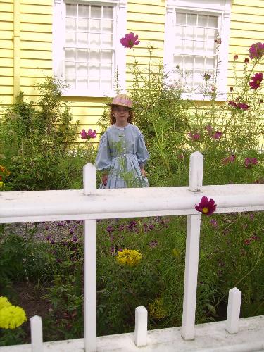the garden - my daughter in the garden at the museum